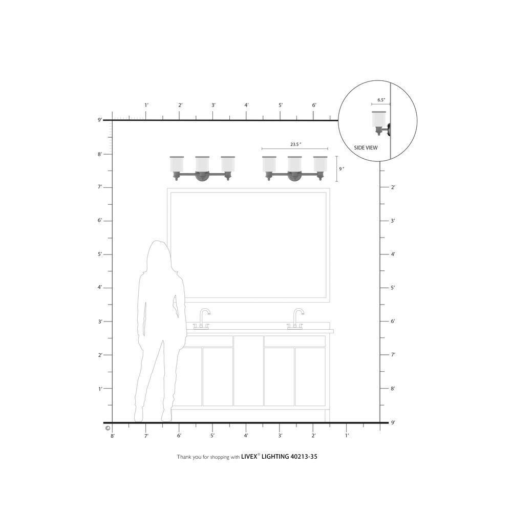 Livex Lighting Middlebush 3 - Light Vanity in  Polished Nickel