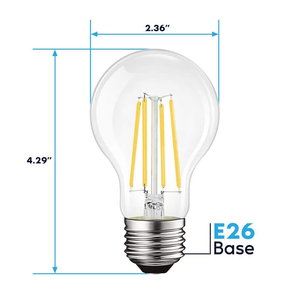 Luxrite Vintage A19 LED Light Bulb 100 Watt Equivalent 1600 Lumens 5000K Bright White Dimmable 12W Damp Rated UL E26 Base 2 Pack