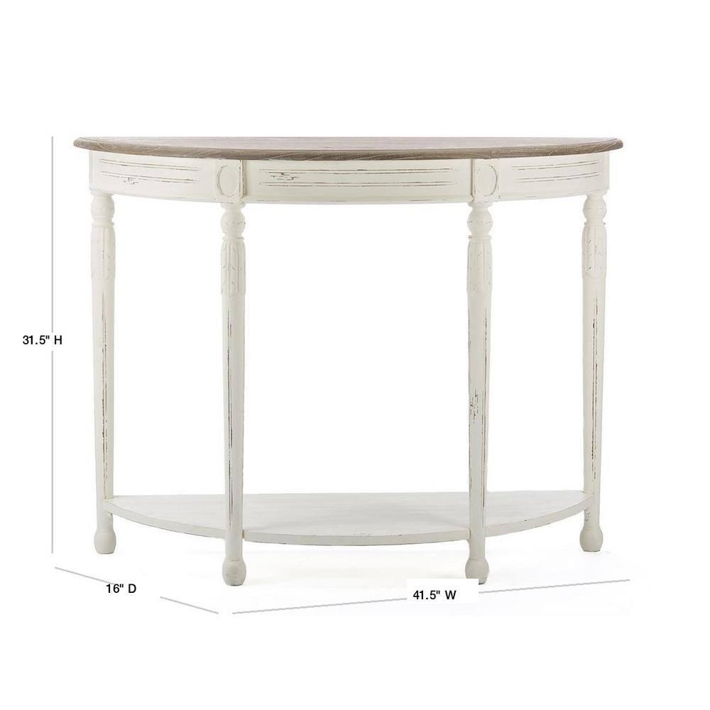 Baxton Studio Vologne Console Table in Antique White and Natural