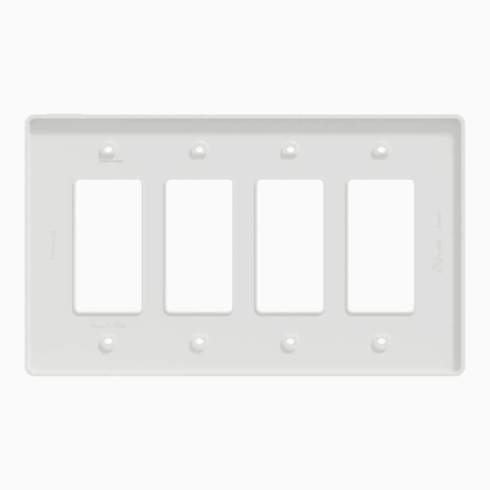 White Smooth 4-Gang Mid-Size Decorator Wall Plate