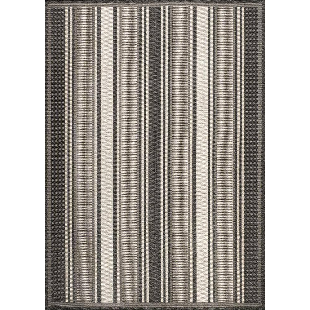 5' x 8' Haynes Modern Double Stripe Indoor/Outdoor Area Rug, Black/Cream - JONATHAN Y