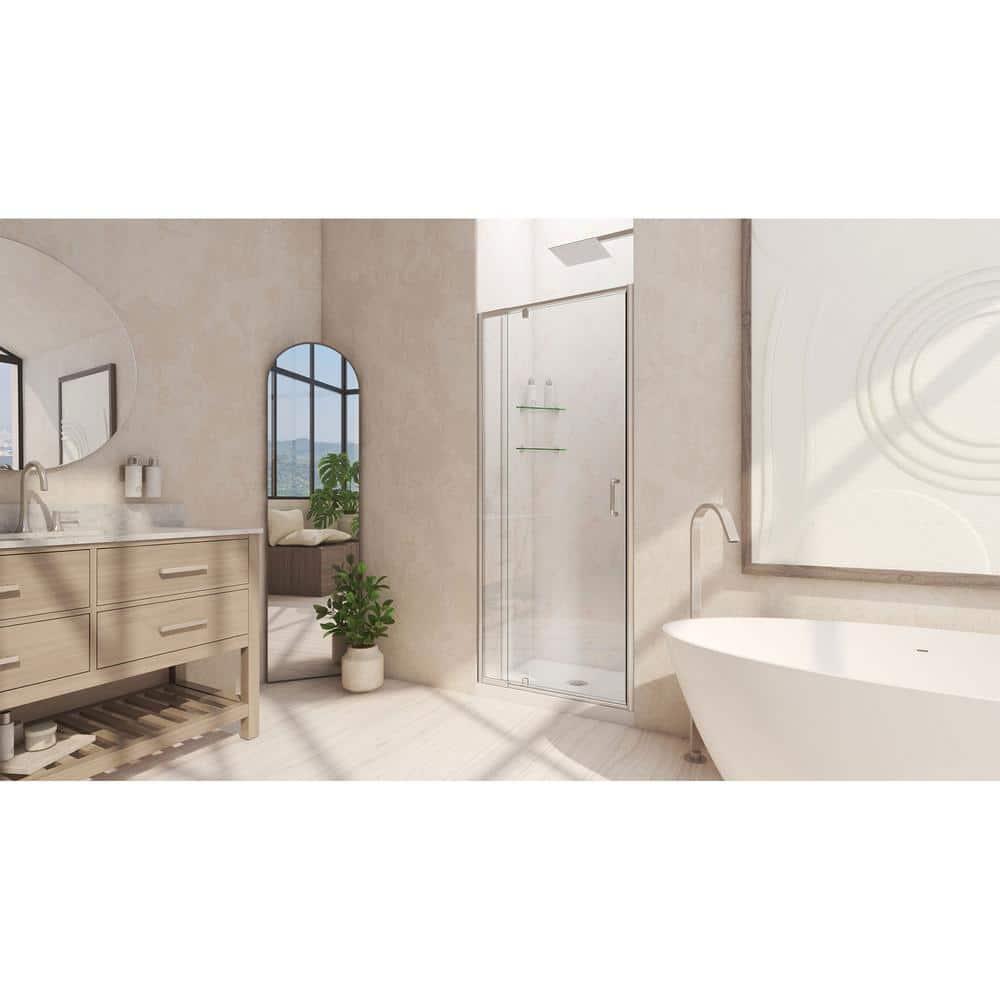 Flex 32" W x 72" H Pivot Frameless Shower Door with Clear Max Technology