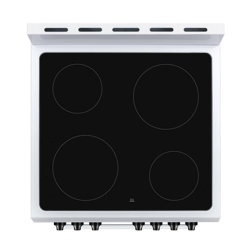 Premium Levella PREV2405VW 24" Vitroceramic Cooktop Electric Range with 4 Burners and 2.4 Cu. Ft. Single Convection Oven - White