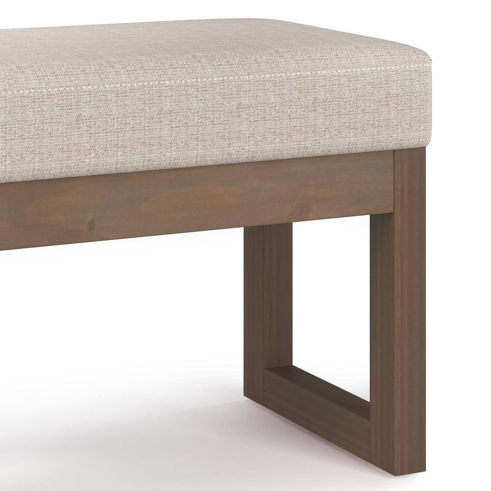 Simpli Home Milltown 26 in Wide Rectangle Footstool Small Ottoman Bench