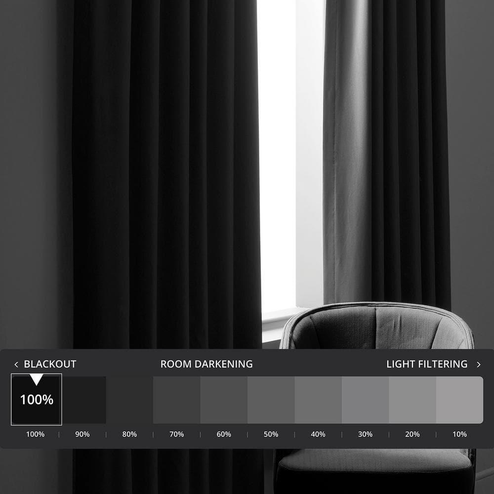 Exclusive Fabrics  Essential Polyester Solid Blackout Curtains - Thermal Insulated Window Curtains Rod Pocket (Single Panel) 50 X 96 - Deep Black