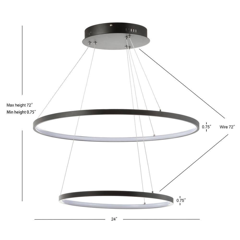 Brice 24" Round Integrated LED Metal Pendant, Matte Black