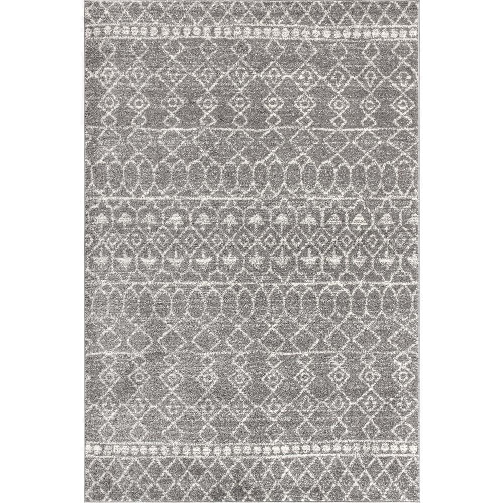 8'x10' Izil Moroccan Beni Souk Area Rug, Gray/Cream - JONATHAN Y