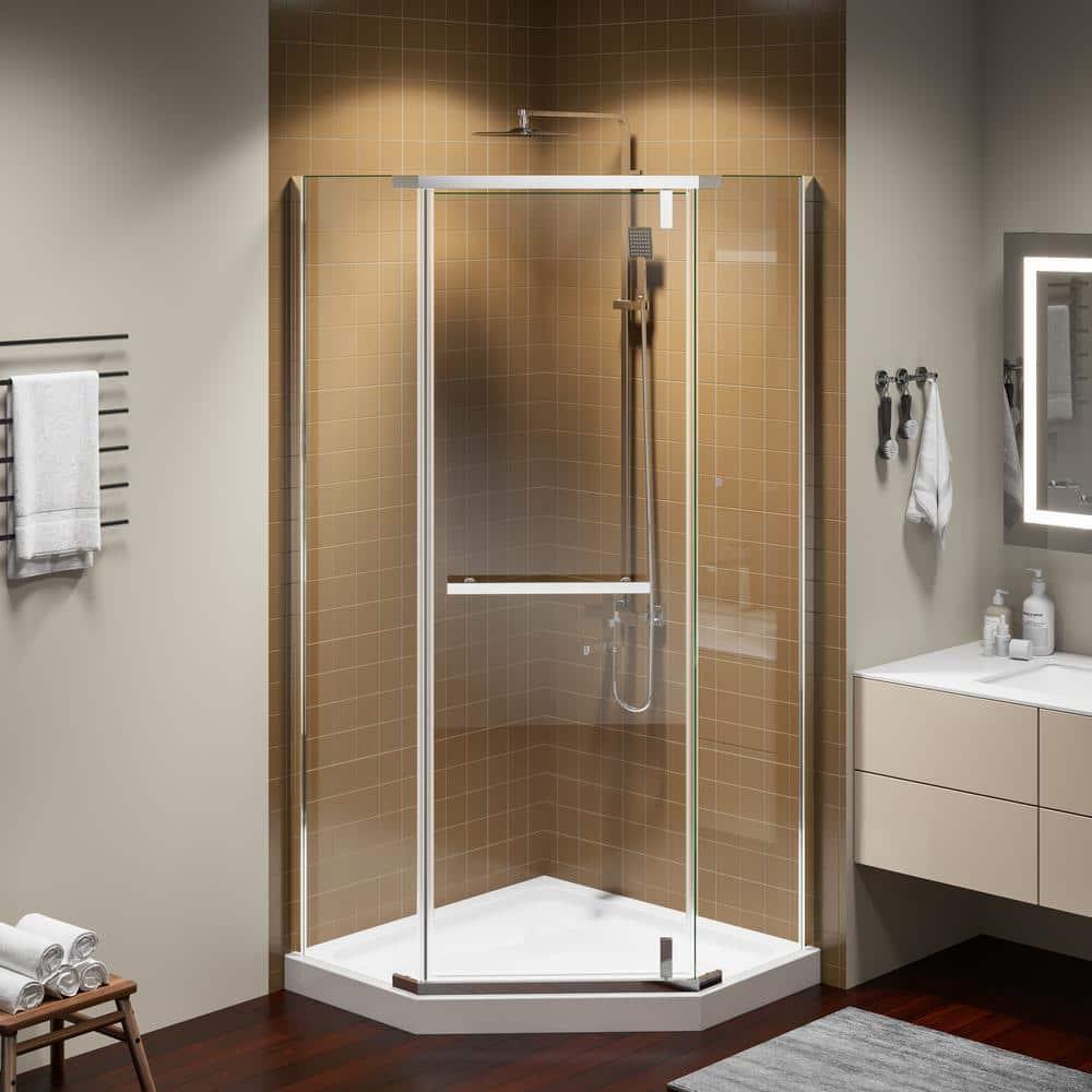 Bossicavelly 36" x 72" Neo-angle Pivot Semi Frameless Corner Shower Enclosure BOPSSD07CH