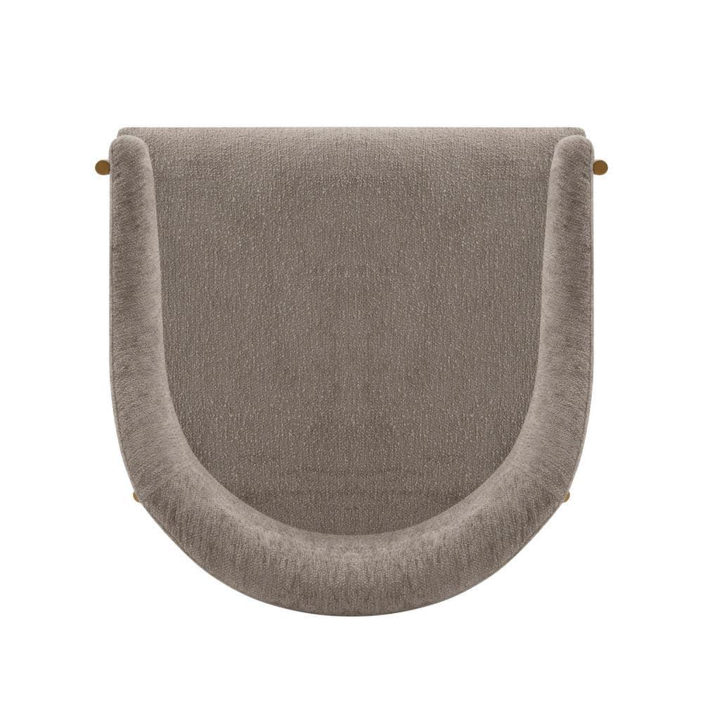 Set of 2 Lia Modern Boucle Upholstered Dining Armchairs Stone Gray - Manhattan Comfort: Brushed Gold Accents, No Assembly Required
