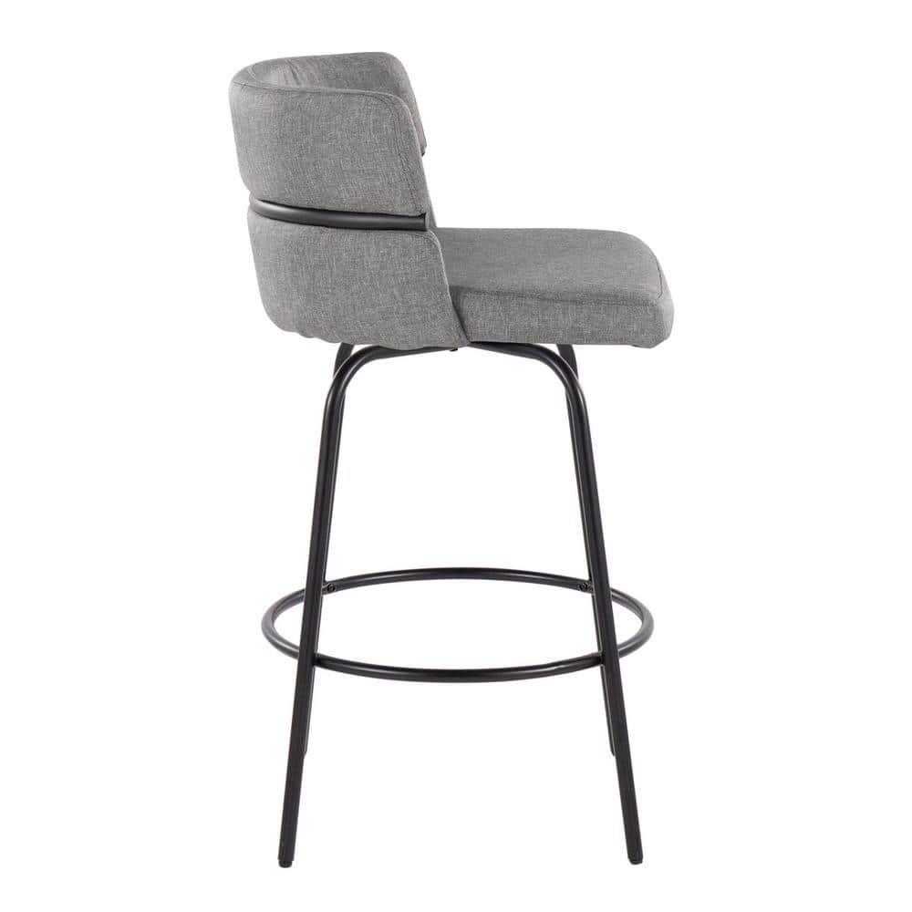 Set of 2 Cinch-Claire Counter Height Barstools: Swivel, Upholstered, Metal Frame - LumiSource