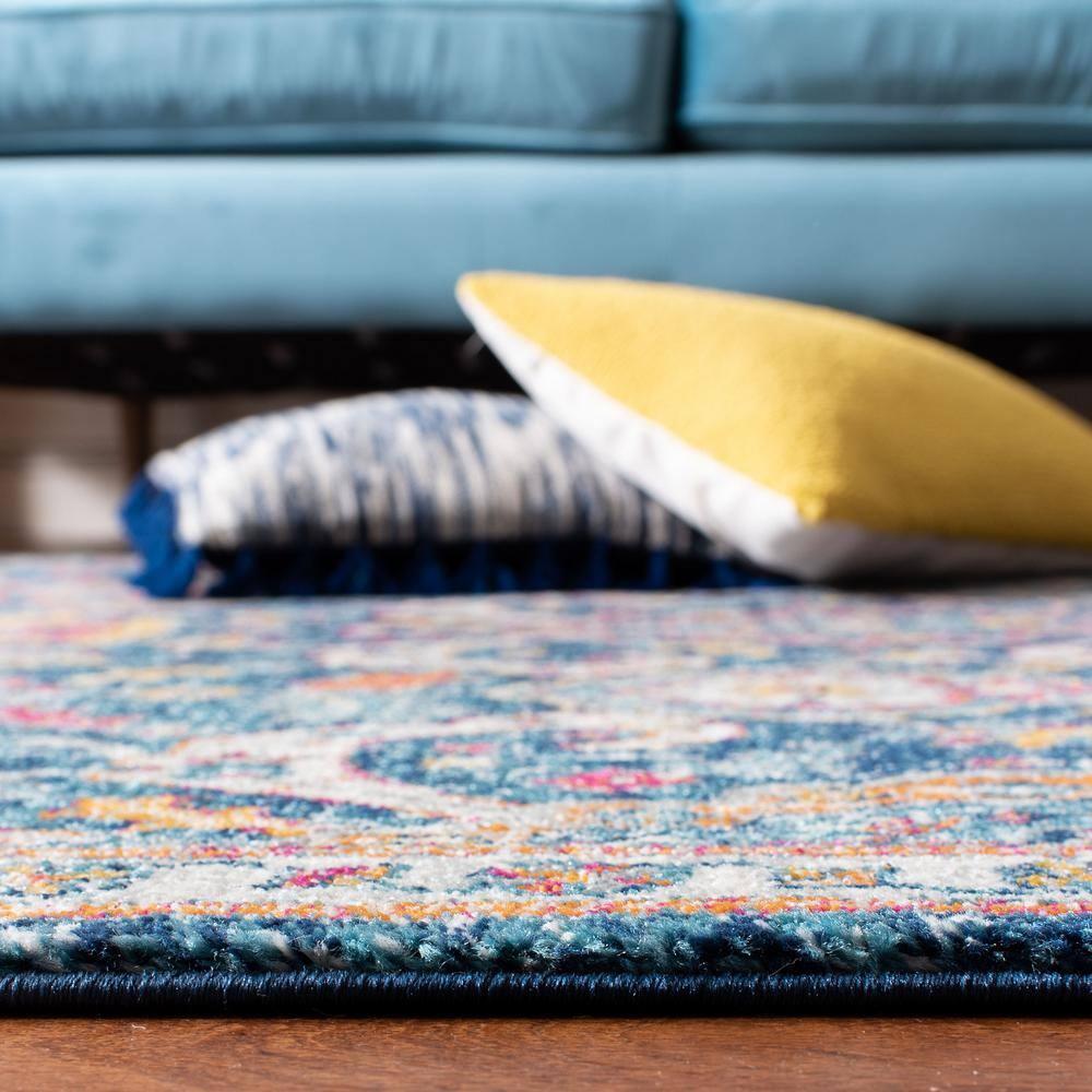 Evoke EVK255 Power Loomed Runner Rug - Navy/Fuchsia - 2'2"x7' - Safavieh.