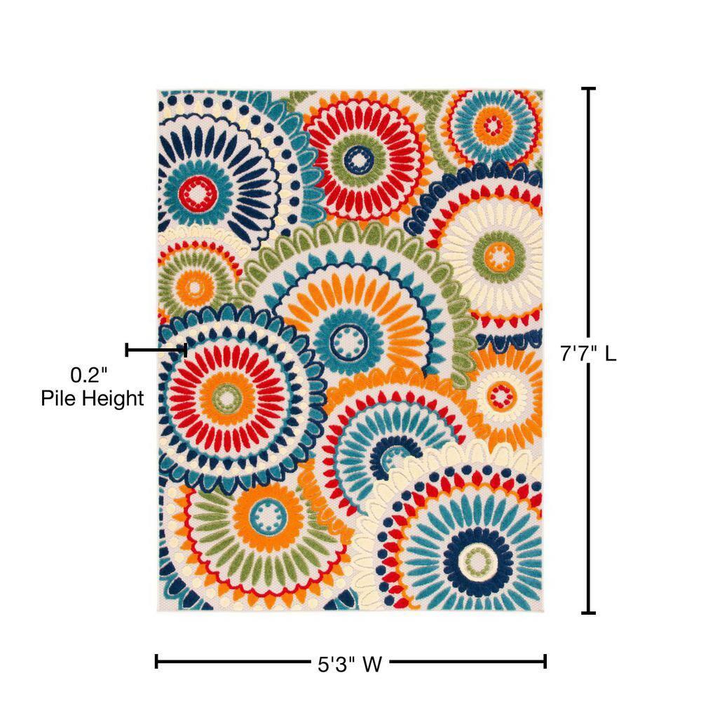 Cabana CBN382 Power Loomed UV Resistant Indoor/Outdoor Area Rug - Blue/Ivory - 5'3"x7'6" - Safavieh