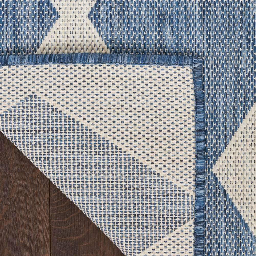 Nourison Positano Retro Diamond Flatweave Indoor Outdoor Low Pile Area Rug Navy Blue 6' x 9'
