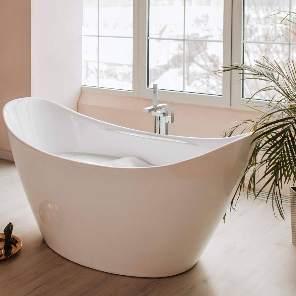 Cube Floor Tub Spout with Diverter