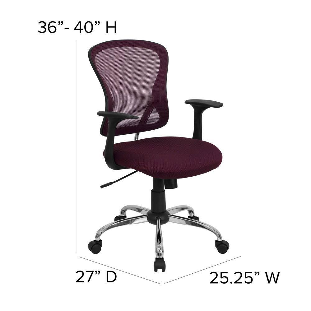 Flash Furniture Mid-Back Burgundy Mesh Swivel Task Office Chair with Chrome Base and Arms