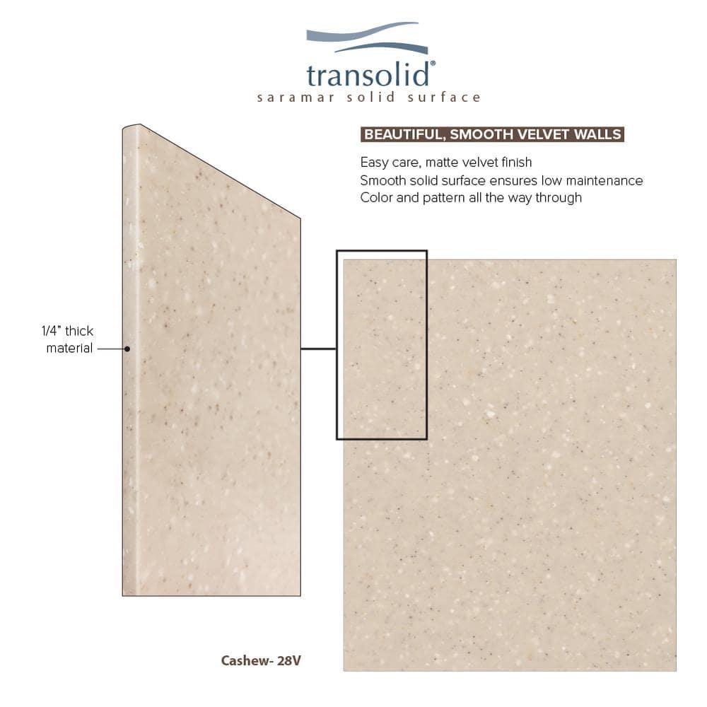 Transolid SaraMar 60'' W 36'' D 72'' H Glue Up Solid Surface Wall