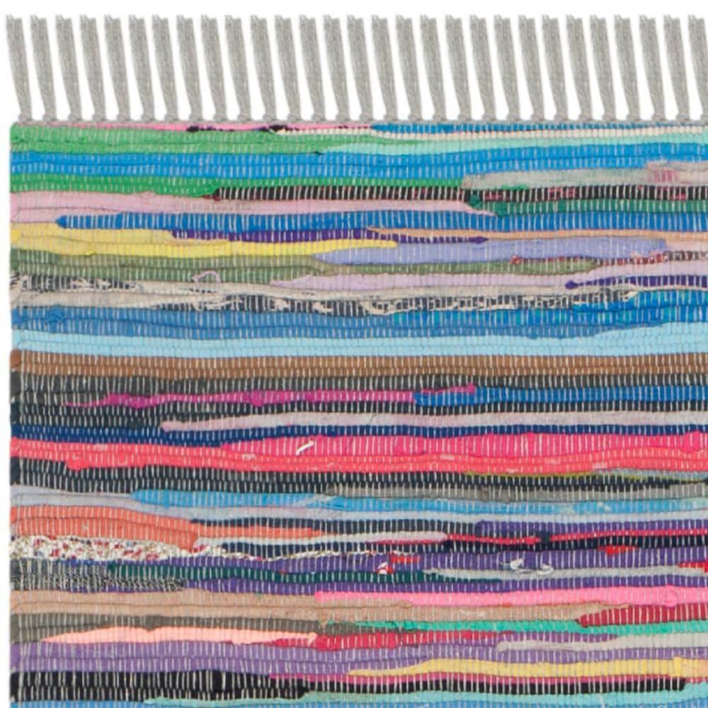 Rag Rug RAR121 Hand Woven Indoor Runner Rug - 2'3"x6' - Grey/Multi - Safavieh