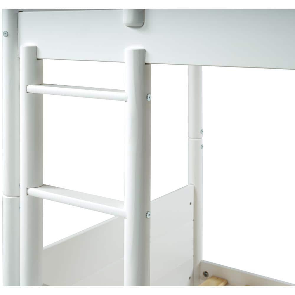 Mid Century Modern Bunk Bed Twin over Twin - White Finish