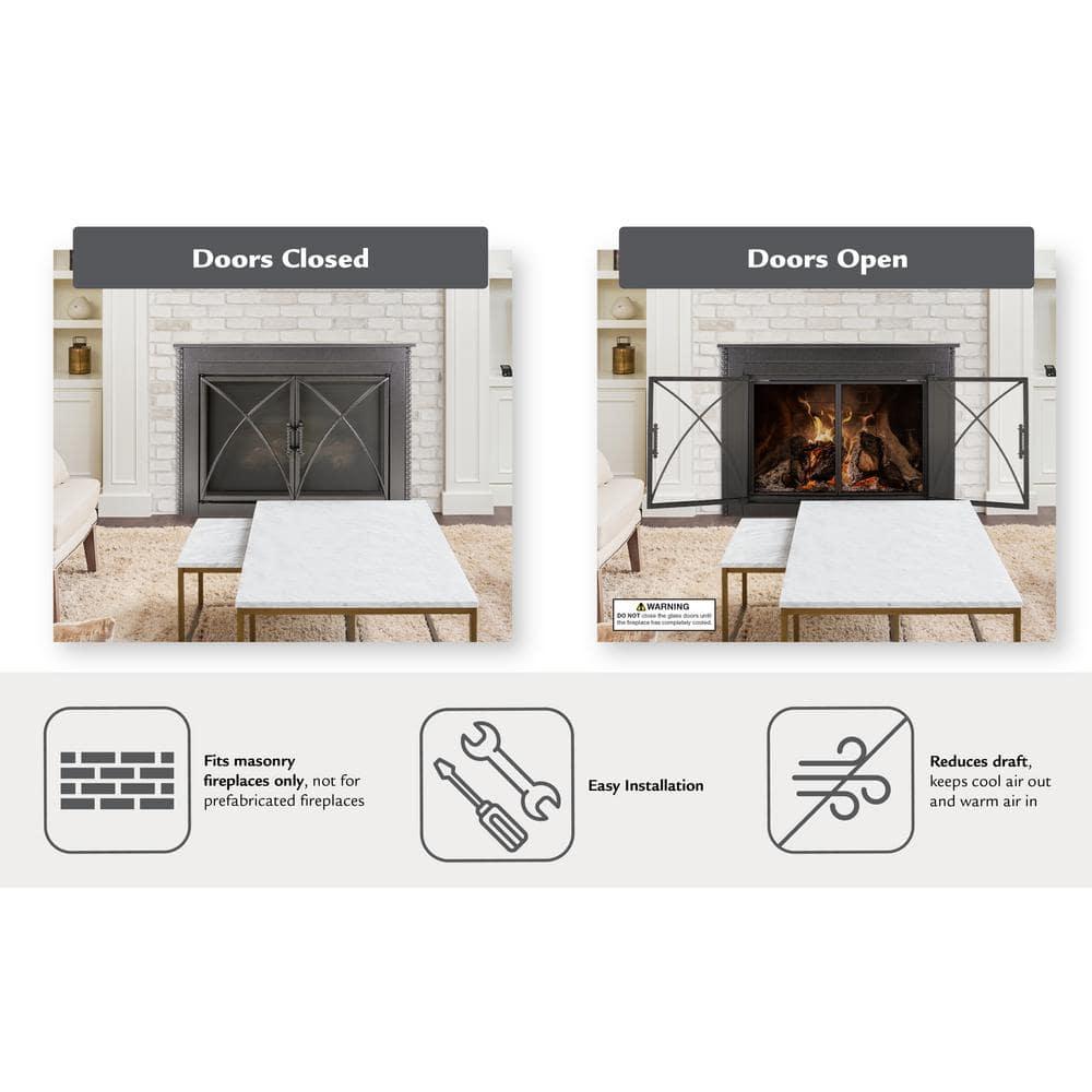 Pleasant Hearth Albus Collection Fireplace Glass Door, Small