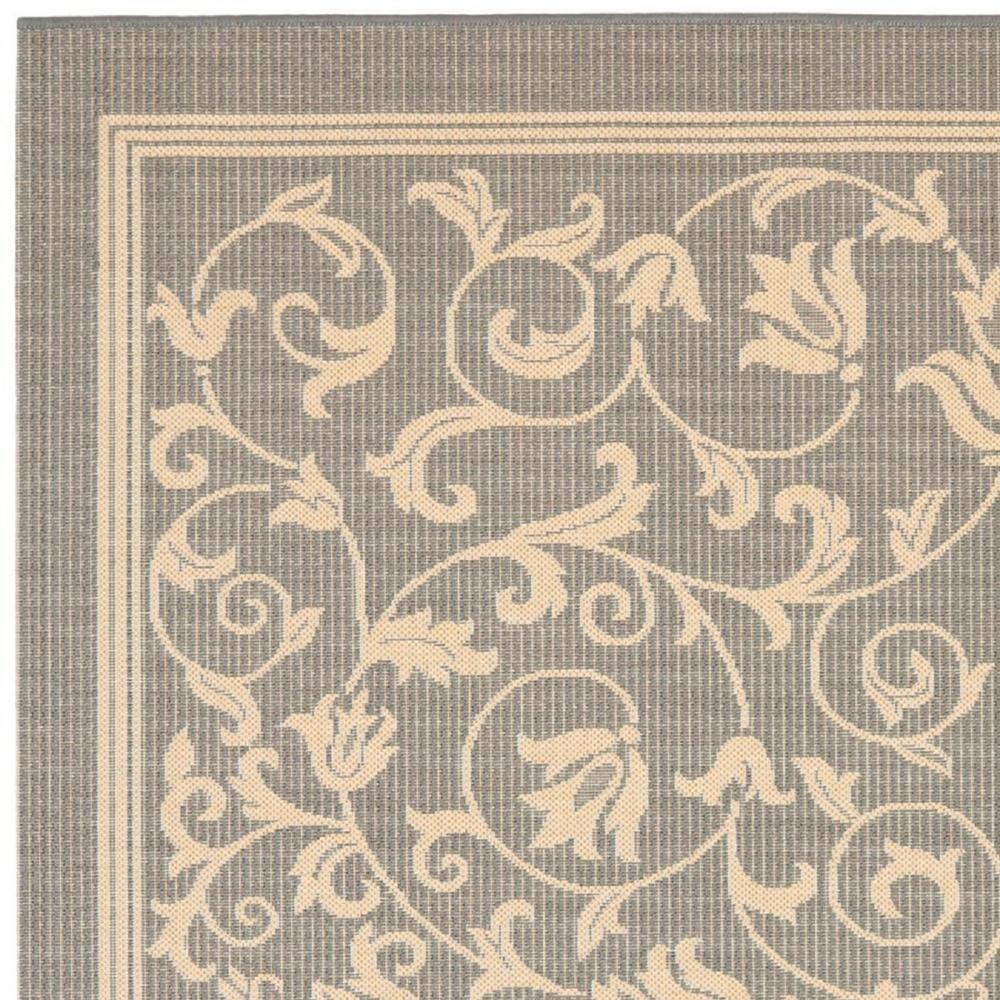 SAFAVIEH Courtyard Nanda Floral Indoor/Outdoor Area Rug, 7'10" x 7'10" Square, Grey/Natural