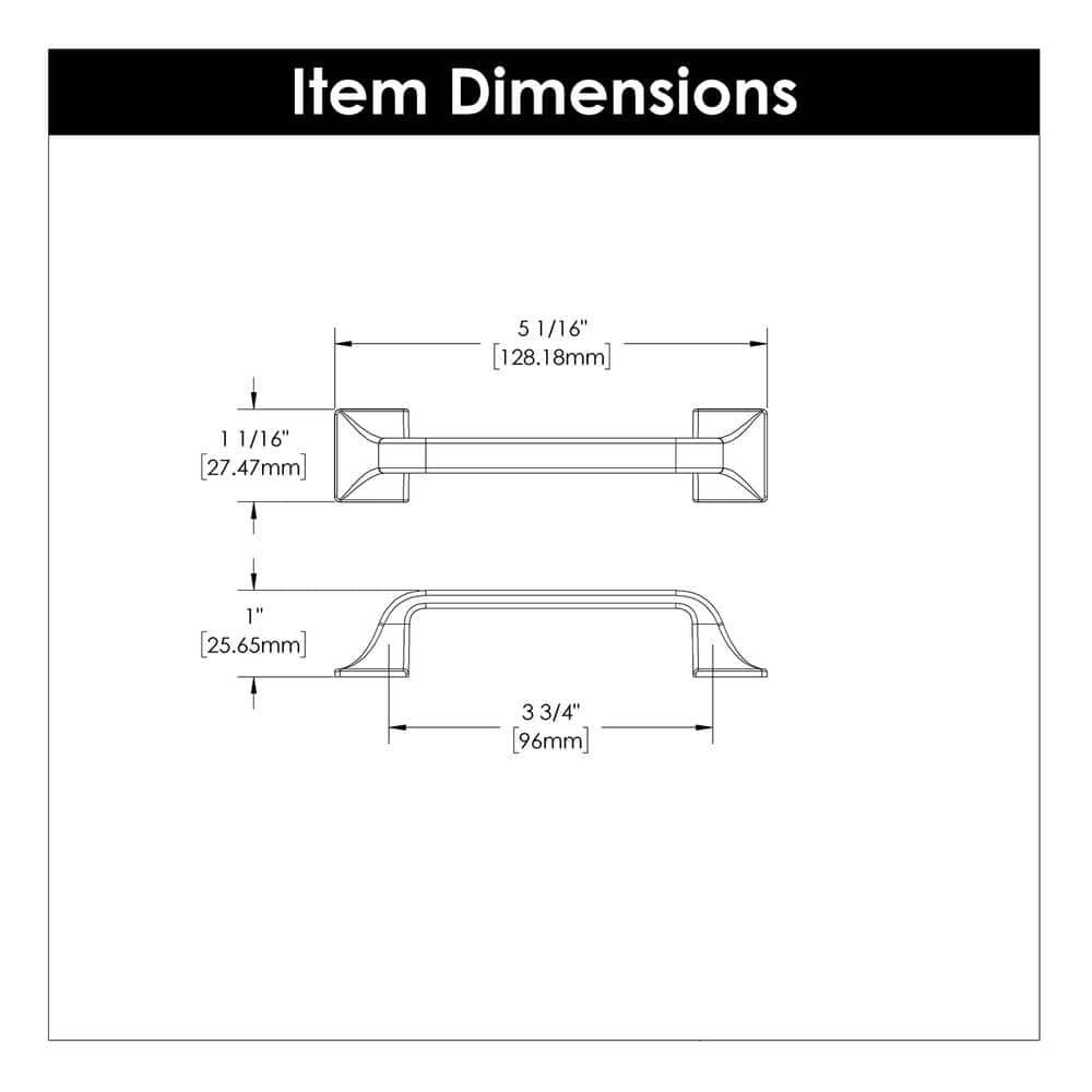 Forge Kitchen Cabinet Handles, Solid Core Drawer Pulls for Cabinet Doors, 3-3/4" (96mm)