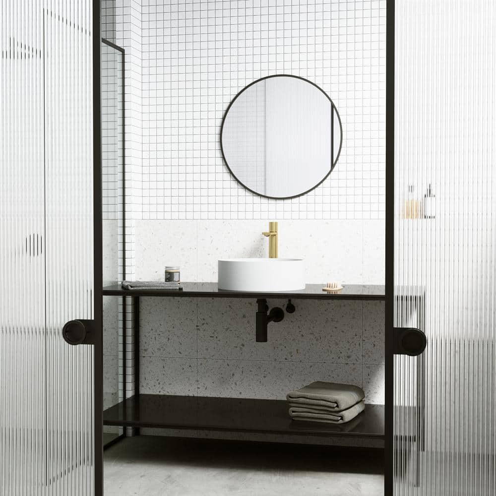 Montauk 15" L x 15" W x 5" H Round White Matte Stone™ Vessel Bathroom Sink with 12" H Faucet