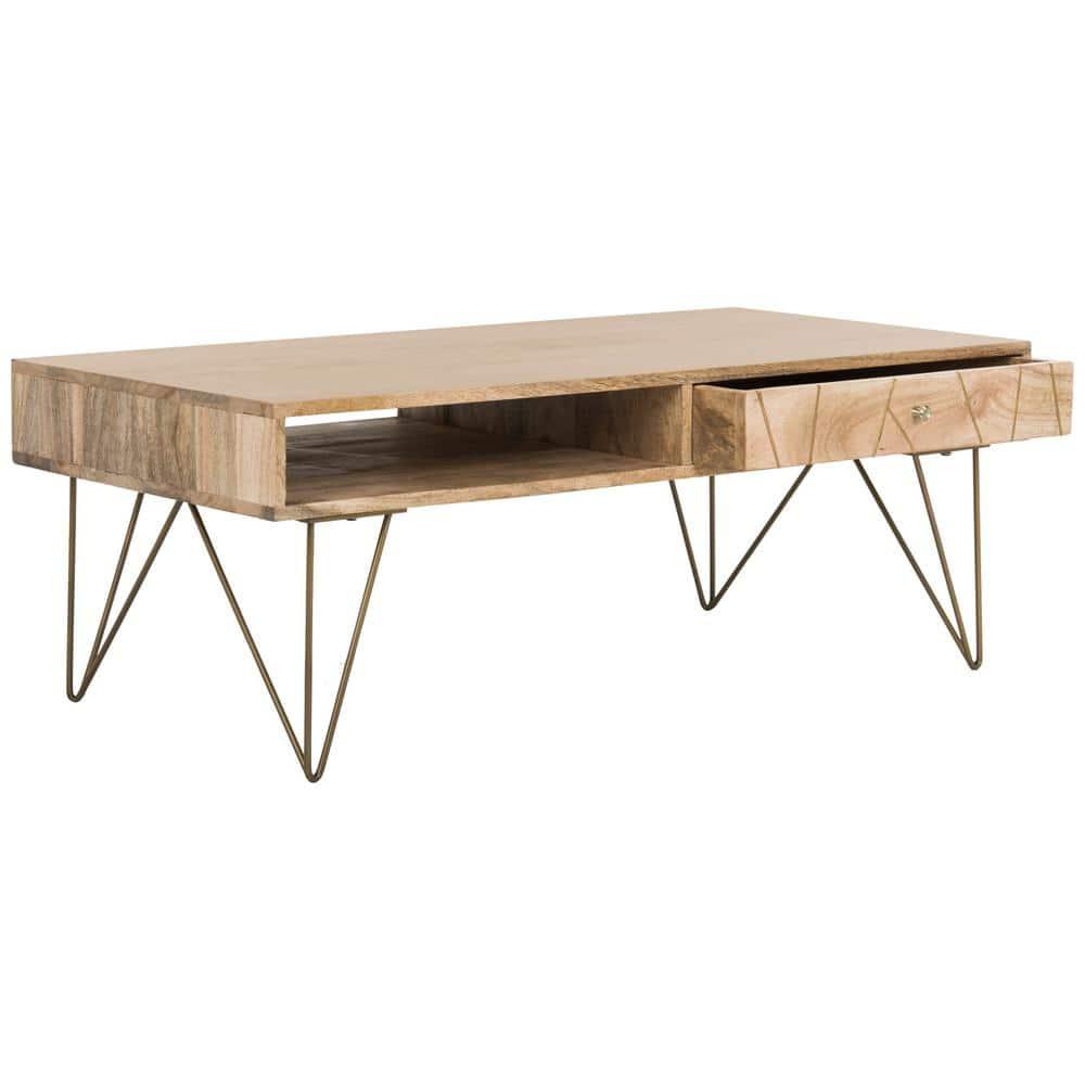 Marigold Coffee Table - Natural/Brass - Safavieh