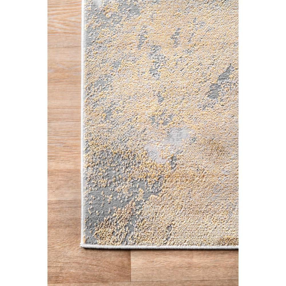Nuloom Cyn Abstract 2x12 Runner Indoor Area Rug for Living Room Bedroom Dining Room Entryway Hallway Kitchen, Gold/Ivory