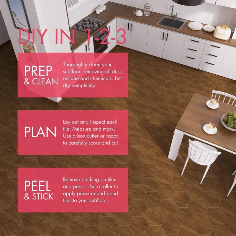 BaseCore HEX 12mil x 5.75" W Peel and Stick Vinyl Plank Flooring
