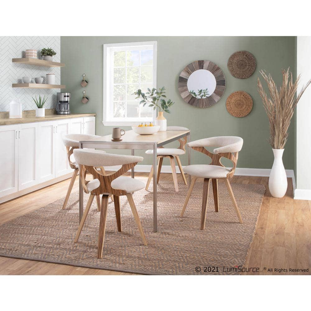 LumiSource Zebra Wood, Cream Fabric Gardenia Chair