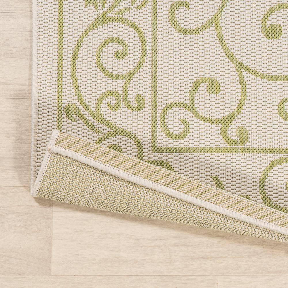 5' x 5' Charleston Vintage Filigree Textured Weave Indoor/Outdoor Area Rug, Cream/Green - JONATHAN Y
