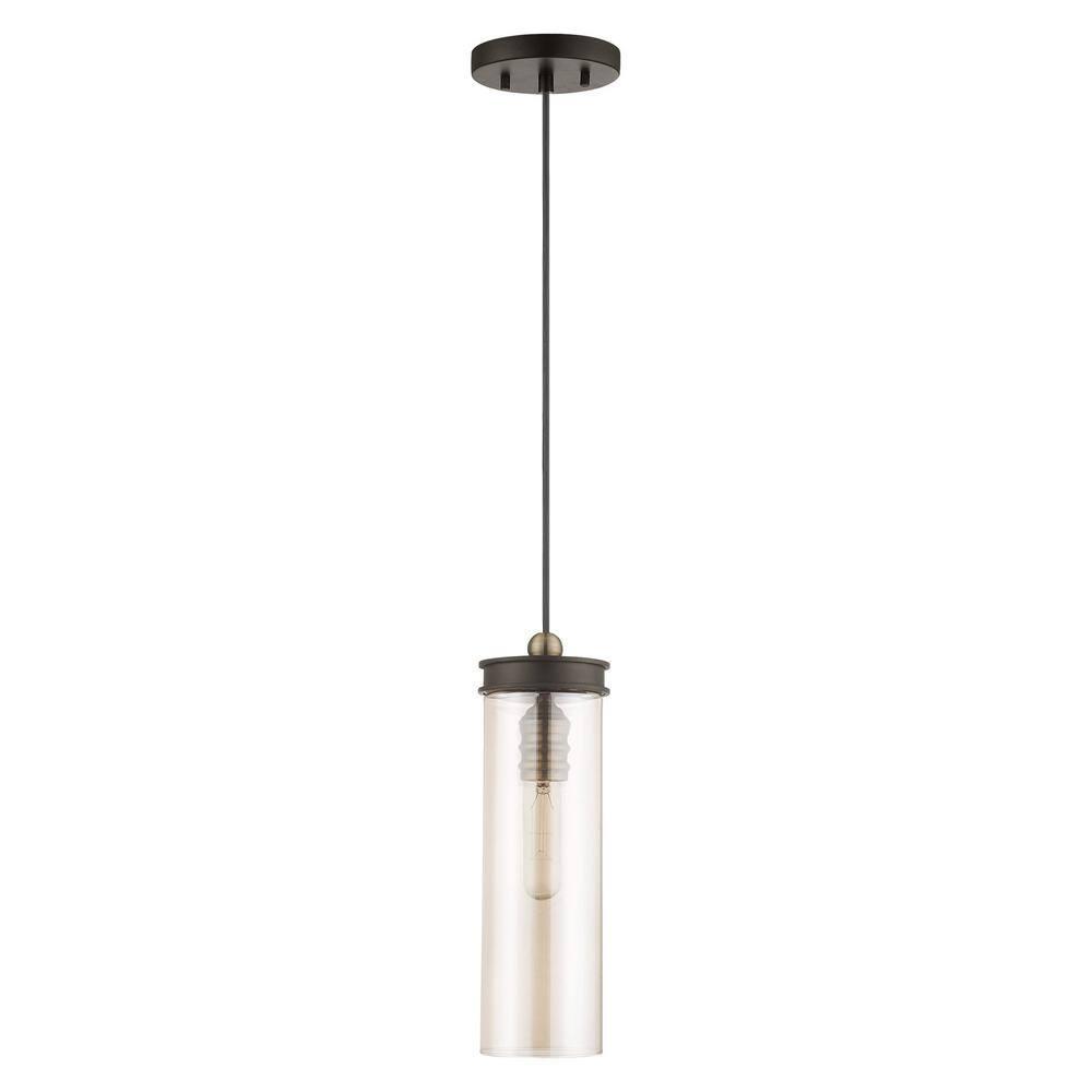 Livex Lighting Art Glass 1 - Light Pendant in  Bronze