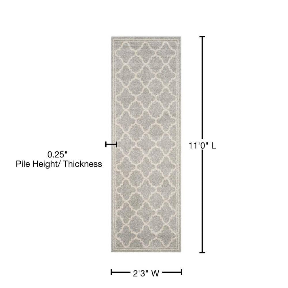 Amherst AMT422 Power Loomed Indoor Runner Rug - Light Grey/Beige - 2'3"x11' - Safavieh