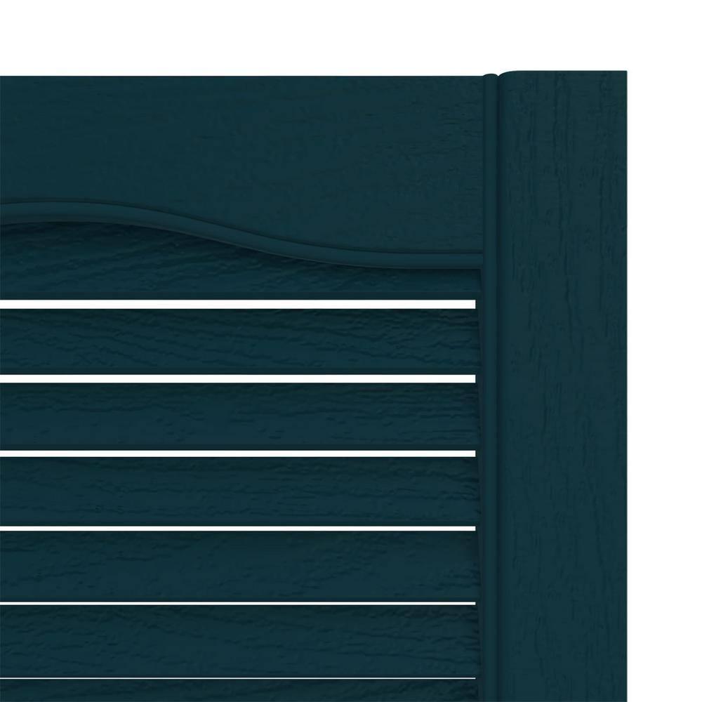 14.5 in. x 36 in. Louvered Vinyl Exterior Shutters Pair in Midnight Blue