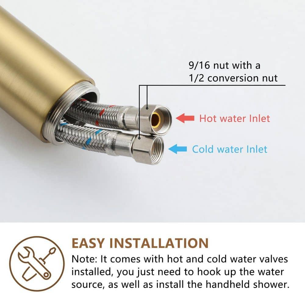 CASAINC KCLT0054-BN Single Handle Freestanding Bathtub Faucet with Diverter and Handshower