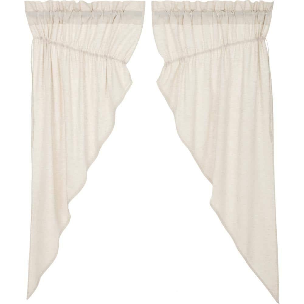 Natural Creme Cotton Linen Light-Filtering Prairie Curtain Panels