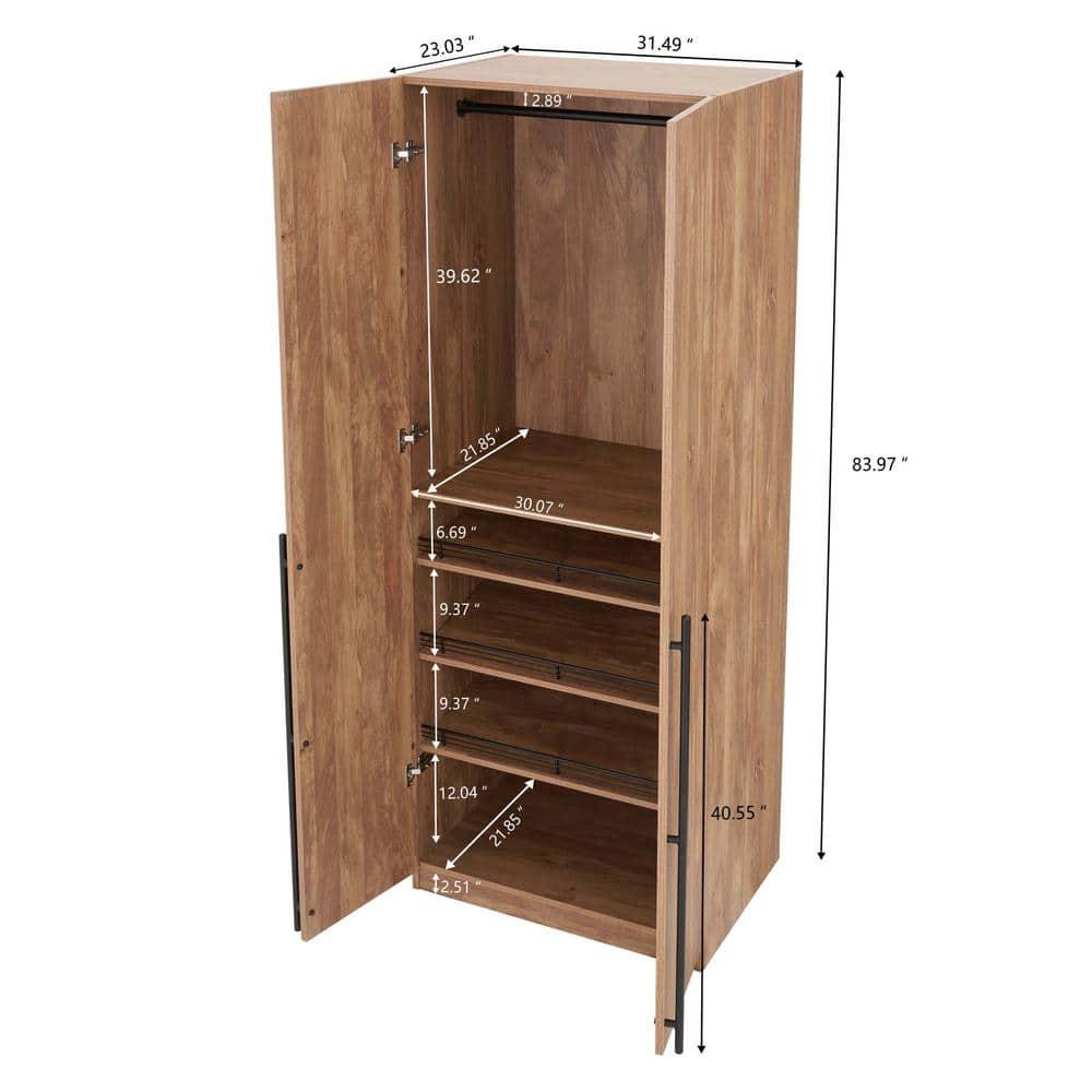 Manhattan Comfort Lee 2 Door and 4 Shelf Wardrobe Closet: Wood Laminate, Metal Hardware, Modern Style