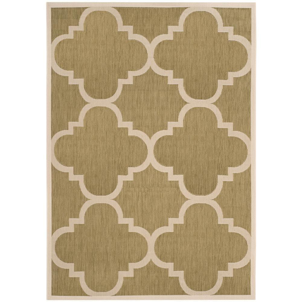 Courtyard CY6243 Power Loomed Indoor and Outdoor Area Rug - Green/Beige - 5'3"x7'7" - Safavieh