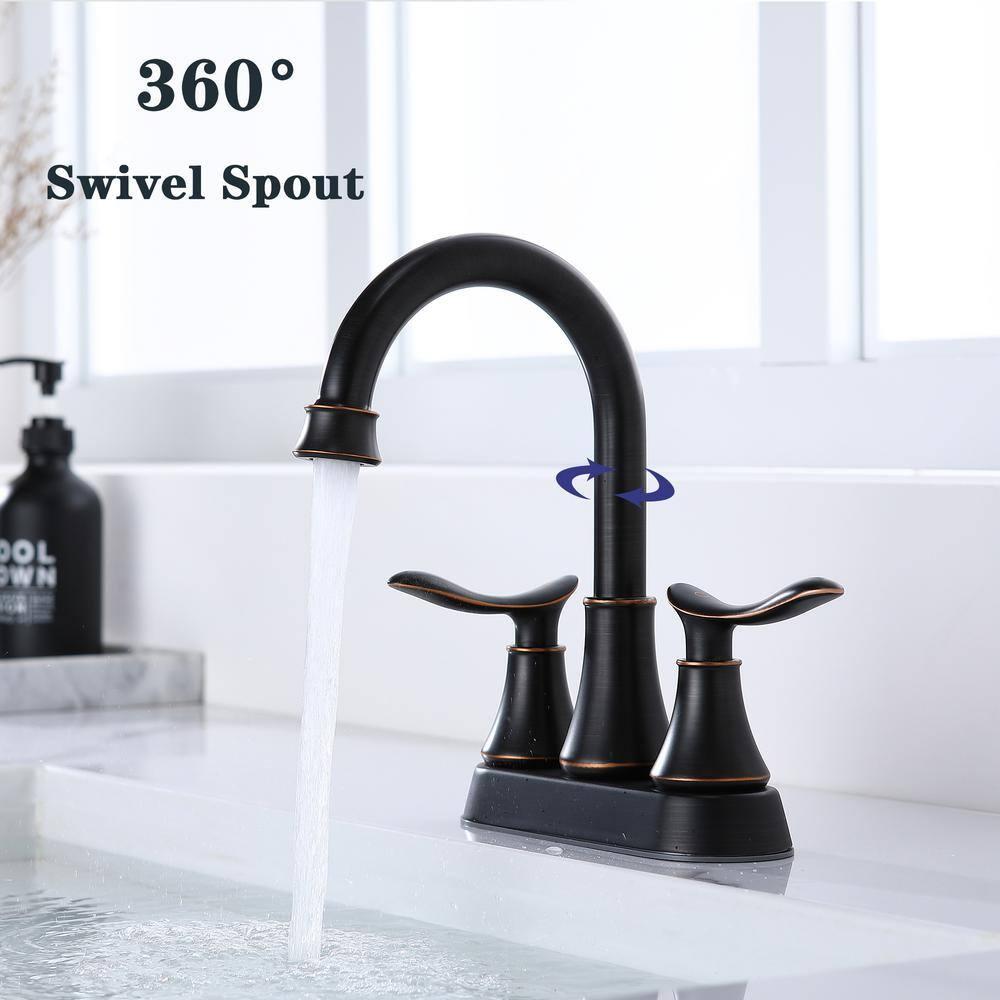 Centerset 2-handle Bathroom Faucet with Drain Assembly