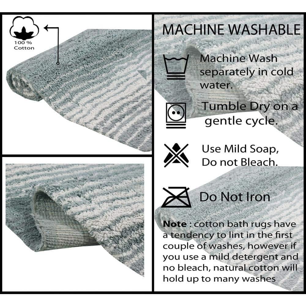 Home Weavers Gradation Collection 100% Cotton Bath Rug, Soft & Absorbent Bath Mat, Non-Slip, Machine Washable Rug for Bath Floor, 20"x20" Contour, Gray
