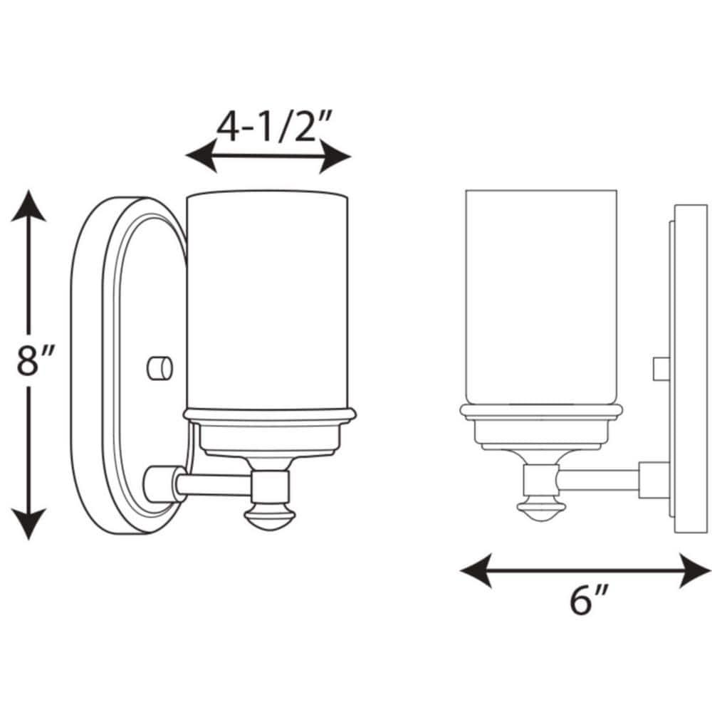 Progress Lighting Glide Collection 1-Light Wall Sconce, Polished Chrome, Etched Opal Glass