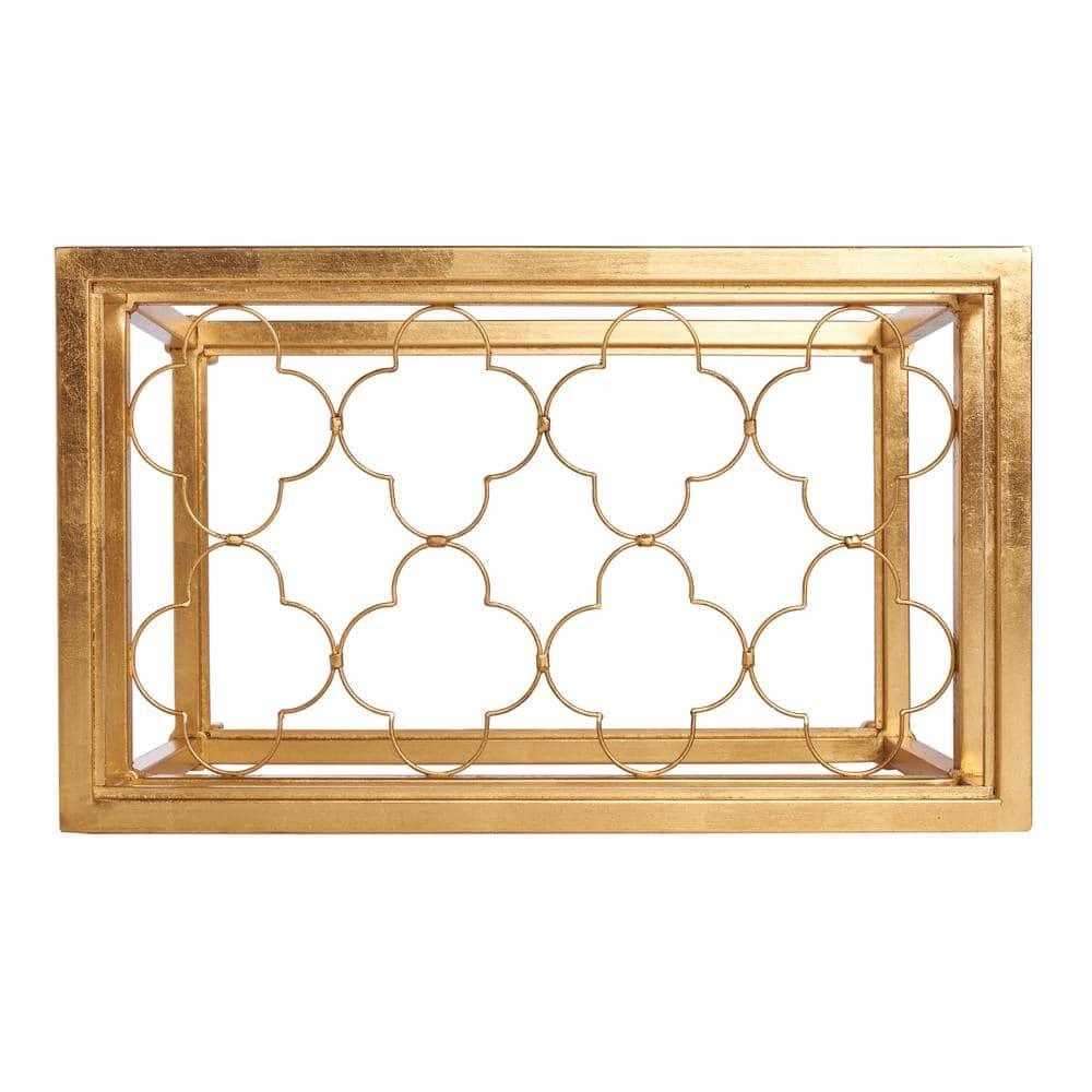 Hanzel Gold Leaf Glass Side Table - AMH8312A - Gold/Glass - Safavieh Couture