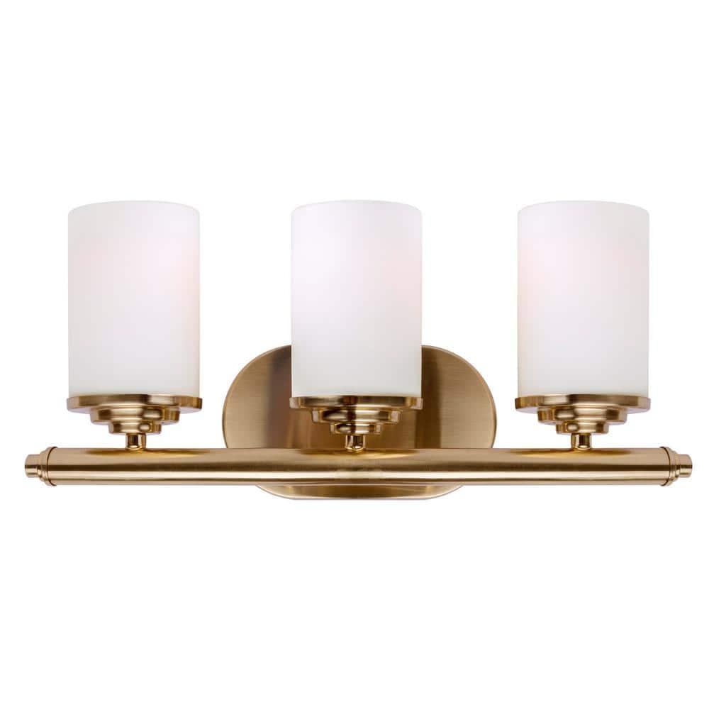 Ames  3-Light Soft Gold Bath Light with Satin Opal Glass - Soft Gold