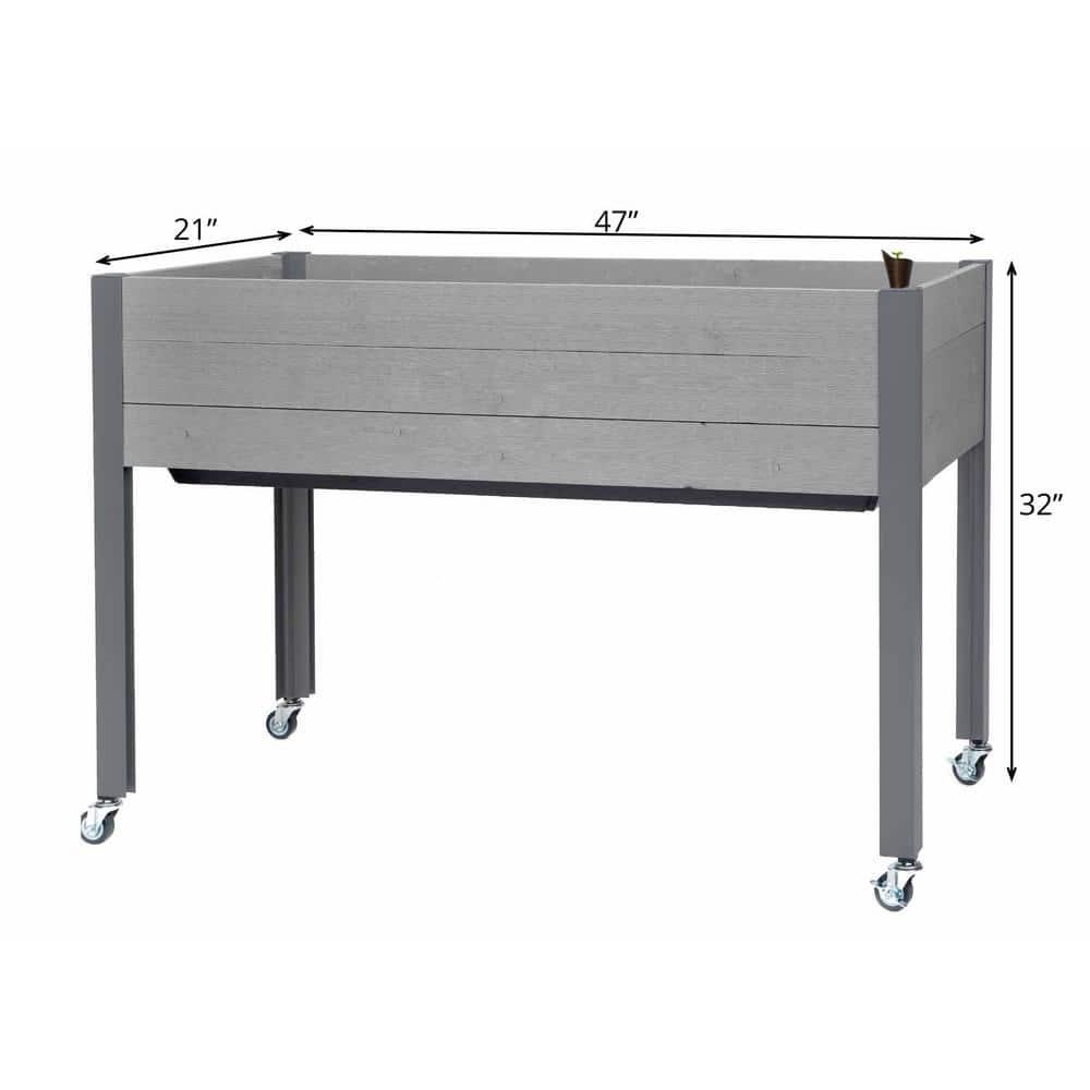 47" Wide rectangular Planter Self-Watering Wooden Gray - CedarCraft