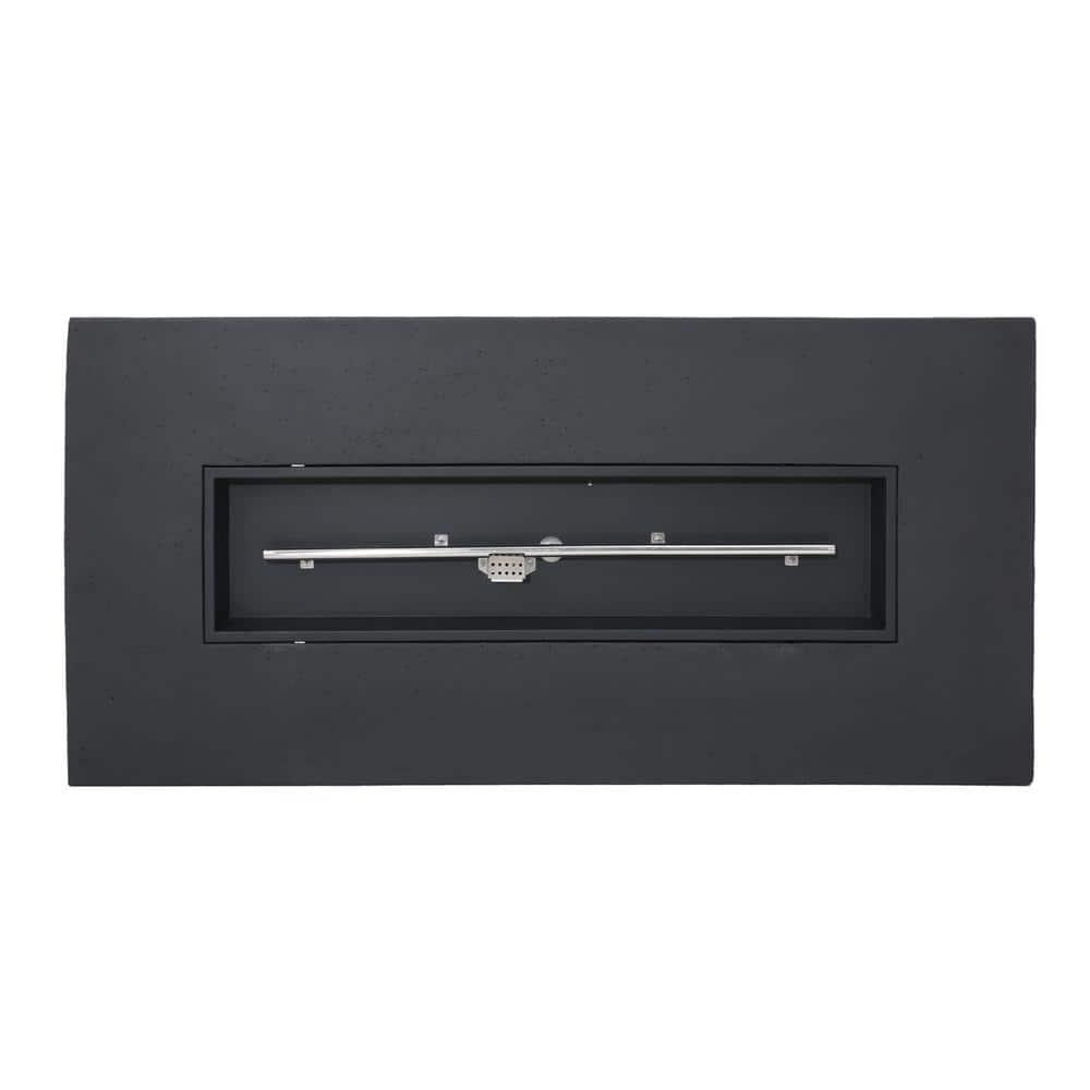 Mayfair Lightweight Concrete Outdoor 50,000 BTU Rectangular Fire Pit (No Tank Holder), Dark Gray