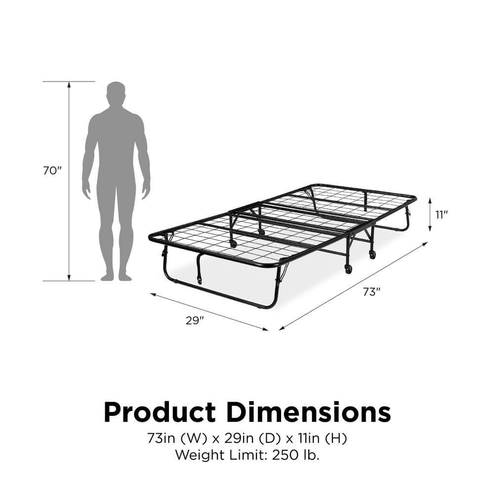 Twin Black Metal Frame Folding Guest Bed with Mattress