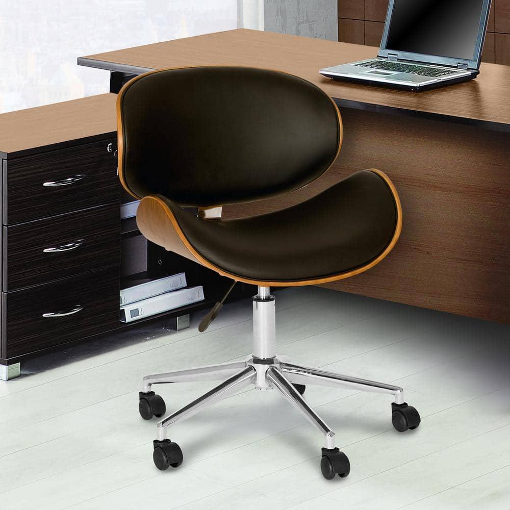 Daphne 21'' Black Leatherette Swivel Office Chair with Chrome Base