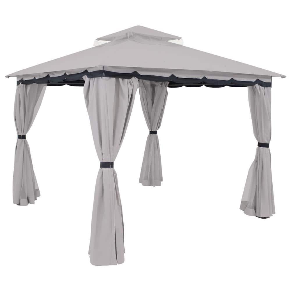Sunnydaze Soft Top Rectangle Patio Gazebo with Screens and Privacy Walls for Backyard, Garden or Deck - Gray