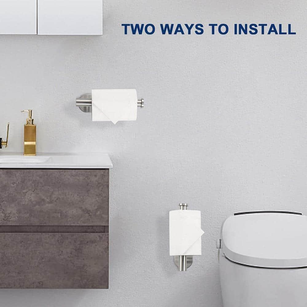 Toilet Paper Holder,Brushed Nickel,Wall Mount, Upgraded Adhesive Toilet Roll Holder,no Drilling,Bathroom/Rv/Washroom,SUS 304 Stainless Steel,Rustproof (Brushed Nickel, 1 Piece)