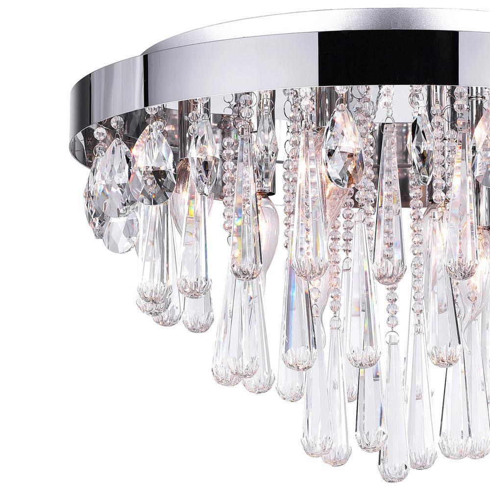 Vast 8-Light Chrome Crystal Flush Mount Ceiling Fixture